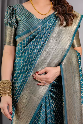 Rama elegant zari woven banarasi silk sarees with attached blouse