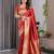Red elegant zari woven banarasi silk sarees with attached blouse