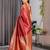 Red elegant zari woven banarasi silk sarees with attached blouse