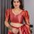 Red elegant zari woven banarasi silk sarees with attached blouse