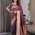 Wine elegant zari woven banarasi silk sarees with attached blouse