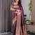 Wine elegant zari woven banarasi silk sarees with attached blouse