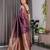 Wine elegant zari woven banarasi silk sarees with attached blouse