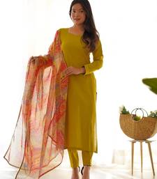 women's solid viscose straight kurta pant and dupatta set