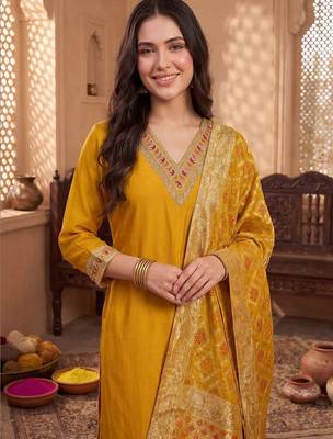Women Ethnic Motifs Regular Gotta Patti Kurta with Trousers & With Dupatta 1