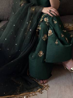 Green ada slab silk blend party wear embroidery farshi salwar suit set 3