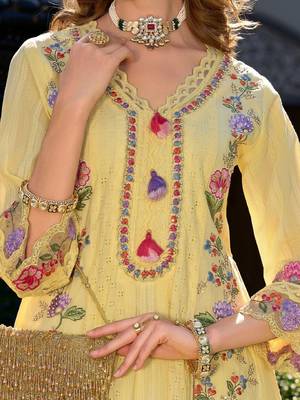 Women Floral Embroidered Cotton Kurta with Trousers & Dupatta 3