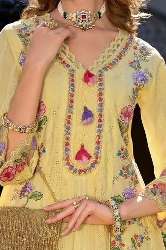 Women Floral Embroidered Cotton Kurta with Trousers & Dupatta