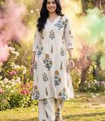 Floral Printed Cotton Kurta with Palazzos