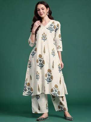 Floral Printed Cotton Kurta with Palazzos 4