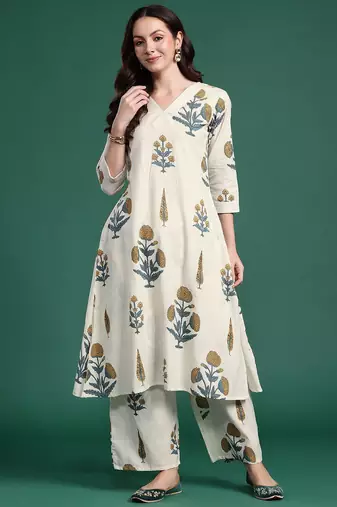 Floral Printed Cotton Kurta with Palazzos
