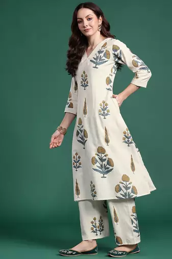 Floral Printed Cotton Kurta with Palazzos