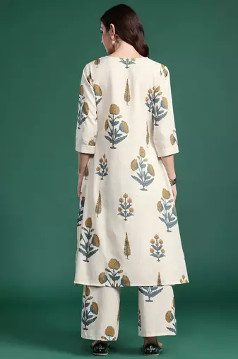 Floral Printed Cotton Kurta with Palazzos