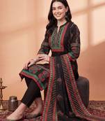 Women Ethnic Motifs Printed Cotton Kurta with Trousers & With Dupatta