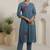 Women Floral Embroidered Thread Work Cotton Kurta with Trousers
