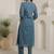 Women Floral Embroidered Thread Work Cotton Kurta with Trousers