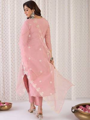 Women Ethnic Motifs Embroidered Thread Work Kurta with Trousers & With Dupatta 5