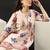 Women Floral Printed Pleated Cotton Kurti with Trousers