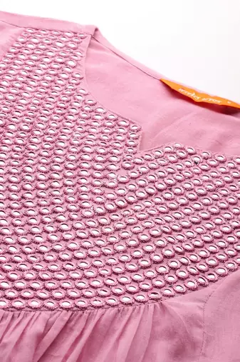 Embroidered Cotton Kurta with Trousers & Dupatta