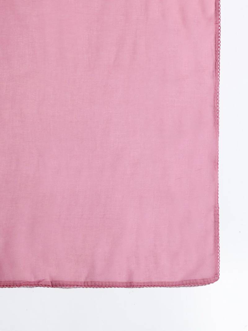 Embroidered Cotton Kurta with Trousers & Dupatta