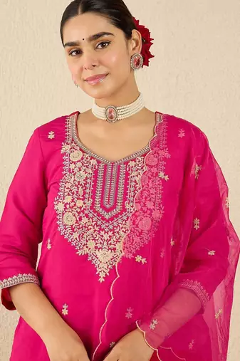 Women Ethnic Motifs Embroidered Sequinned Kurta with Trousers & Dupatta