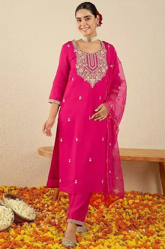 Women Ethnic Motifs Embroidered Sequinned Kurta with Trousers & Dupatta