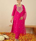 Women Ethnic Motifs Embroidered Sequinned Kurta with Trousers & Dupatta