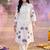 Women Floral Embroidered Thread Work Cotton Kurta with Trousers