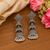 Oxidised silver look double decker jhumka's