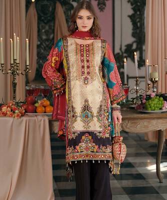 Women Ethnic Motifs Printed Mirror Work Kurta with Palazzos & With Dupatta 1