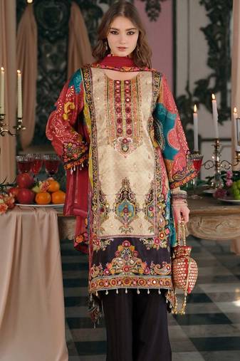 Women Ethnic Motifs Printed Mirror Work Kurta with Palazzos & With Dupatta