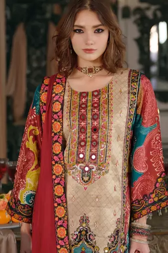Women Ethnic Motifs Printed Mirror Work Kurta with Palazzos & With Dupatta