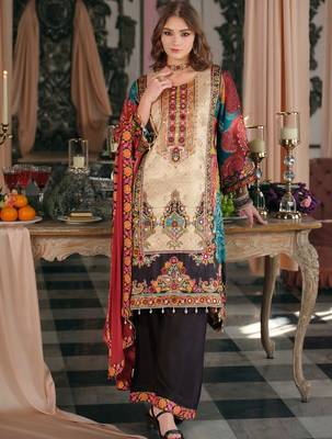Women Ethnic Motifs Printed Mirror Work Kurta with Palazzos & With Dupatta 5