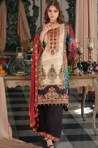 Women Ethnic Motifs Printed Mirror Work Kurta with Palazzos & With Dupatta
