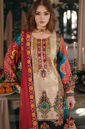 Women Ethnic Motifs Printed Mirror Work Kurta with Palazzos & With Dupatta