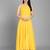Yellow georgette long anarkali style kurti with white churidar for women