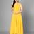 Yellow georgette long anarkali style kurti with white churidar for women
