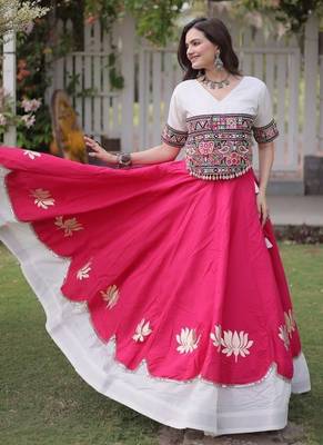 NAVRATRI  Flared Lehenga & Multicolor Kutchi Embroidered Blouse Set-full stitched free size 1