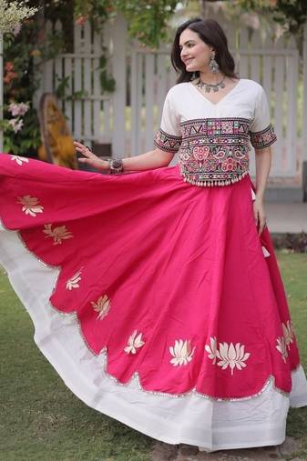 NAVRATRI  Flared Lehenga & Multicolor Kutchi Embroidered Blouse Set-full stitched free size