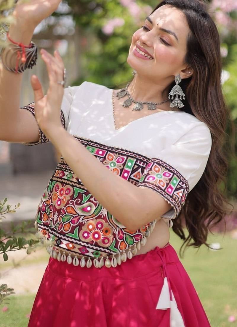 NAVRATRI  Flared Lehenga & Multicolor Kutchi Embroidered Blouse Set-full stitched free size