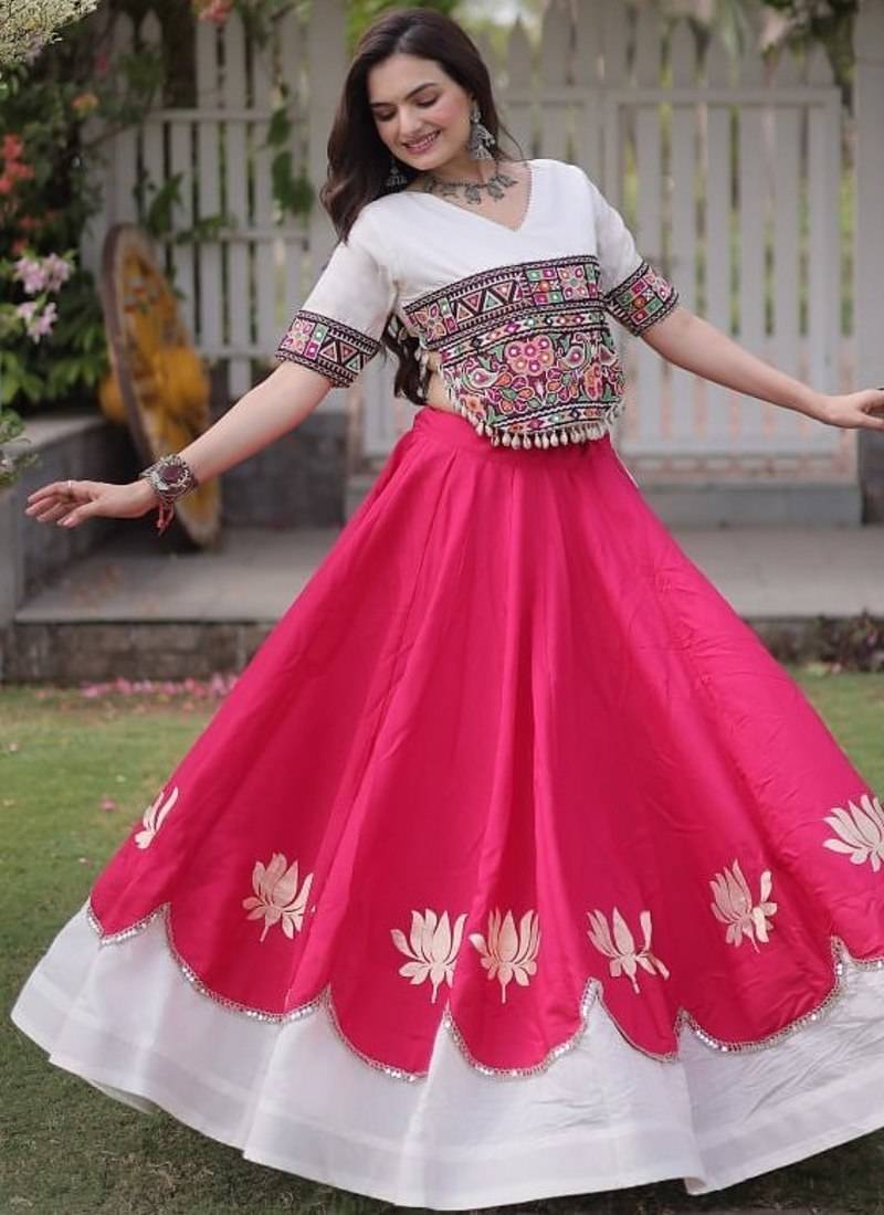 NAVRATRI  Flared Lehenga & Multicolor Kutchi Embroidered Blouse Set-full stitched free size