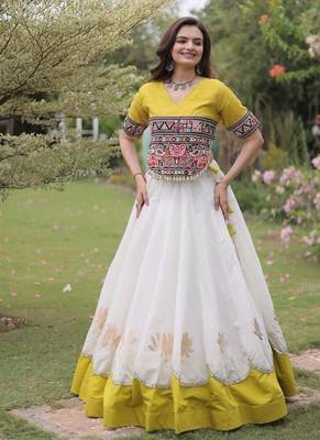 NAVRATRI  Flared Lehenga & Multicolor Kutchi Embroidered Blouse Set-full stitched free size 1