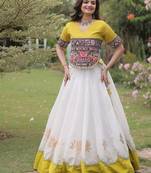 NAVRATRI  Flared Lehenga & Multicolor Kutchi Embroidered Blouse Set-full stitched free size