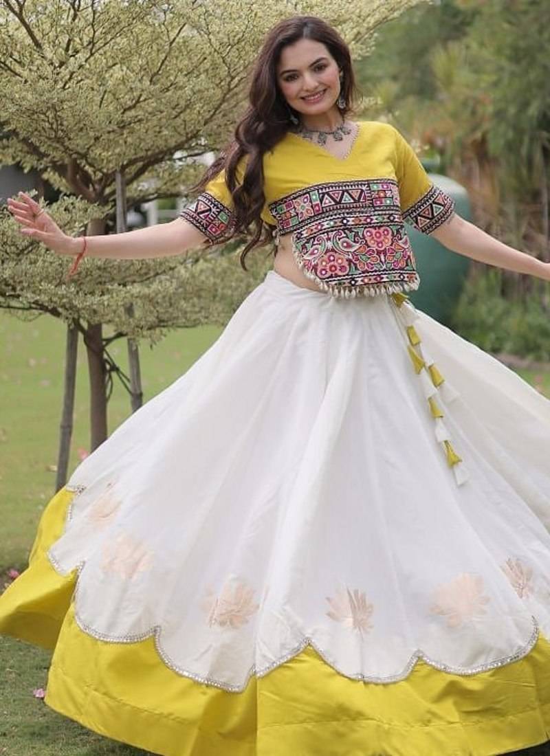 NAVRATRI  Flared Lehenga & Multicolor Kutchi Embroidered Blouse Set-full stitched free size