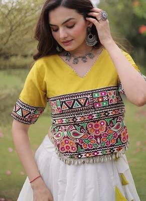 NAVRATRI  Flared Lehenga & Multicolor Kutchi Embroidered Blouse Set-full stitched free size 3