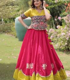 NAVRATRI  Flared Lehenga & Multicolor Kutchi Embroidered Blouse Set-full stitched free size
