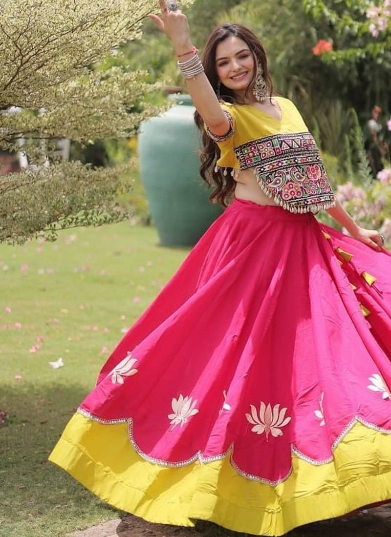 NAVRATRI  Flared Lehenga & Multicolor Kutchi Embroidered Blouse Set-full stitched free size