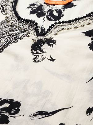 Women Floral Printed Beads and Stones Cotton Kurta with Trousers & With Dupatta 2