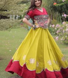 NAVRATRI  Flared Lehenga & Multicolor Kutchi Embroidered Blouse Set-full stitched free size