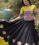 NAVRATRI  Flared Lehenga & Multicolor Kutchi Embroidered Blouse Set-full stitched free size